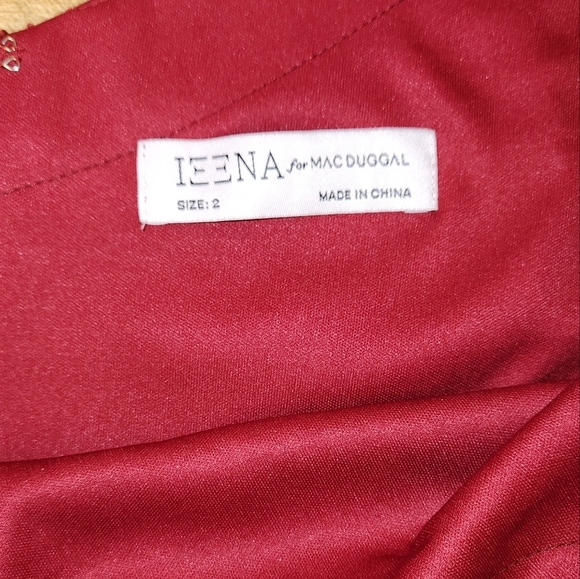NWT IEENA for MAC DUGGAL One Shoulder Dress, color Dark Red, size 2 - Picture 8 of 13